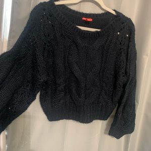 Navy bubble sleeve sweater